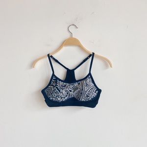 J. Crew New Balance Collab Blue Paisley Sports Bra Size S XS